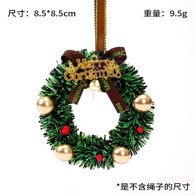 Mini Christmas Wreath Ornament with Bell, Bow & Balls