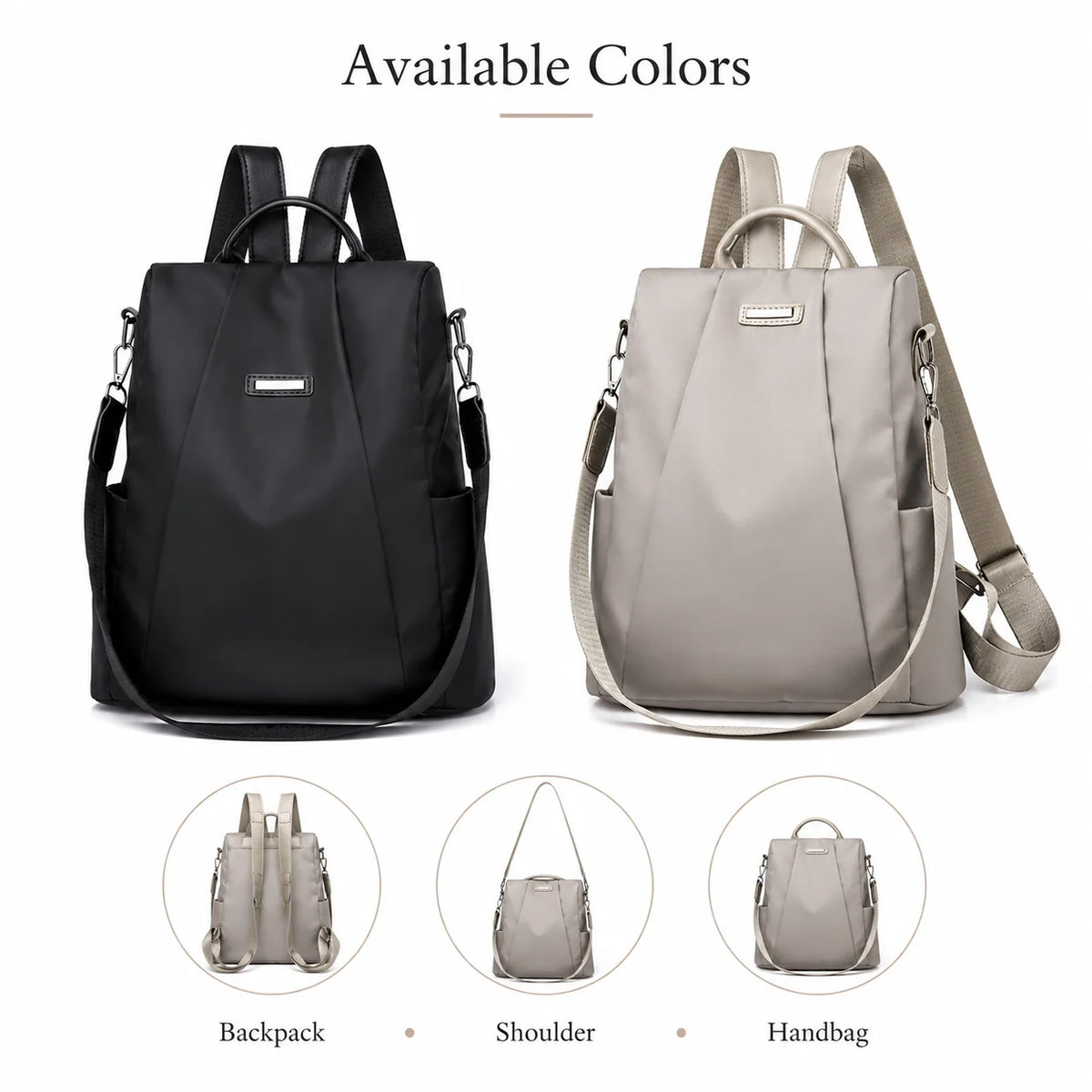 Women's Nylon Convertible Backpack Purse | Travel Daypack
