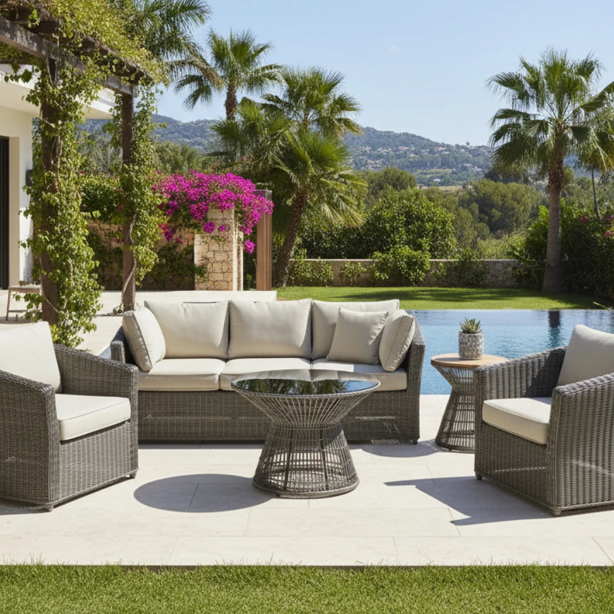 4-Piece Woven Outdoor Conversation Set – Patio Seating & Cushions