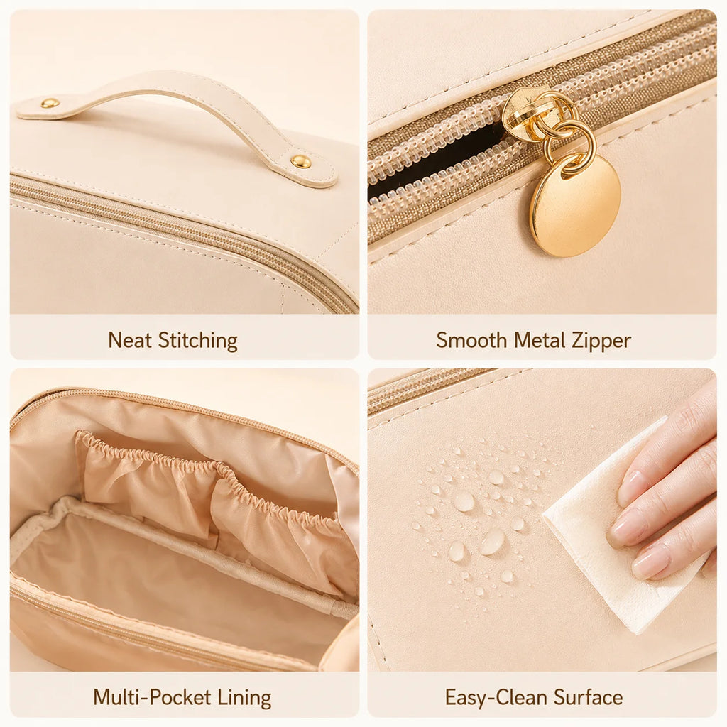 Large Capacity Travel Makeup Bag | Cosmetic Organizer with Handle