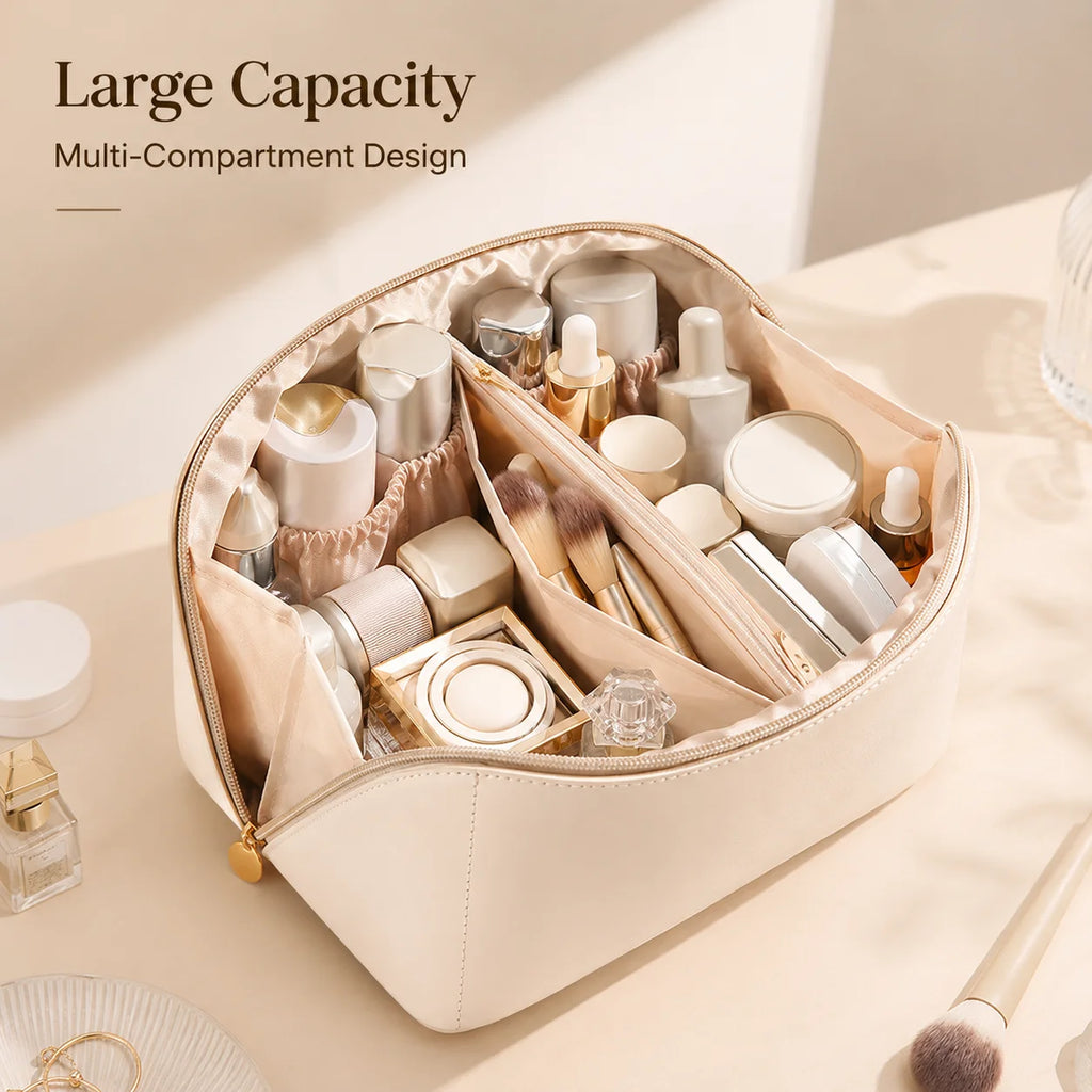 Large Capacity Travel Makeup Bag | Cosmetic Organizer with Handle