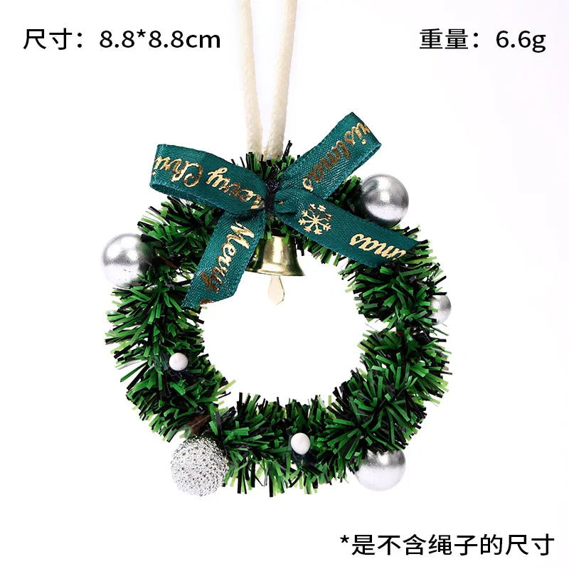 Mini Christmas Wreath Ornament with Bell, Bow & Balls