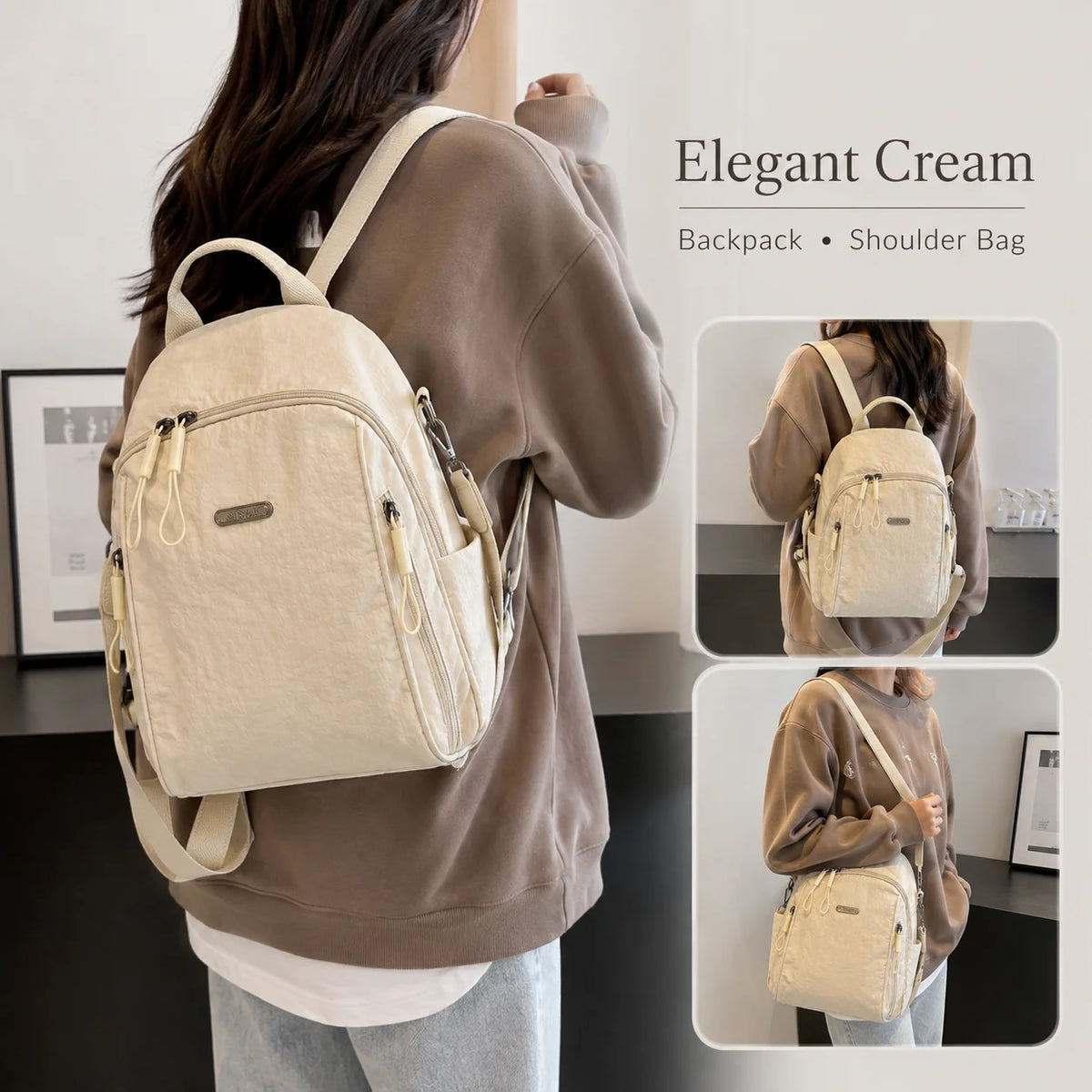 Women's Lightweight Nylon Mini Backpack Purse Convertible Bag