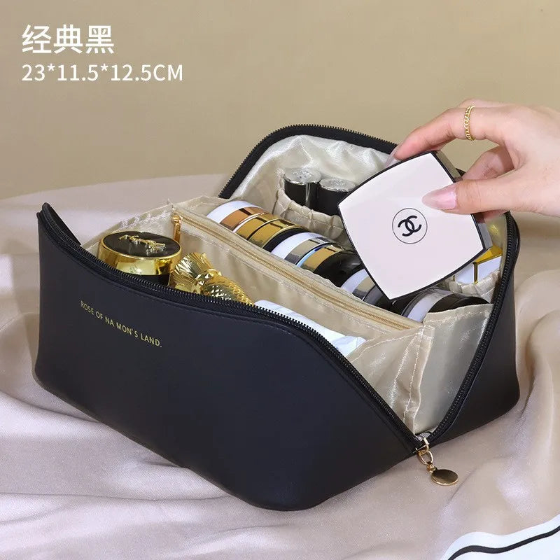 Large Capacity Travel Makeup Bag | Cosmetic Organizer with Handle