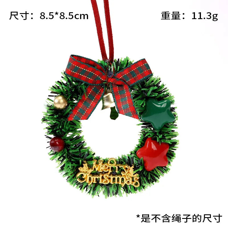 Mini Christmas Wreath Ornament with Bell, Bow & Balls