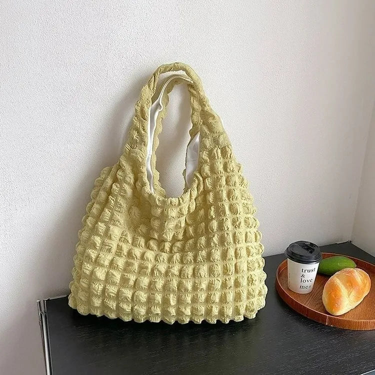 Women's Ruffle Bubble Tote Bag – Large Cloud Shoulder Handbag
