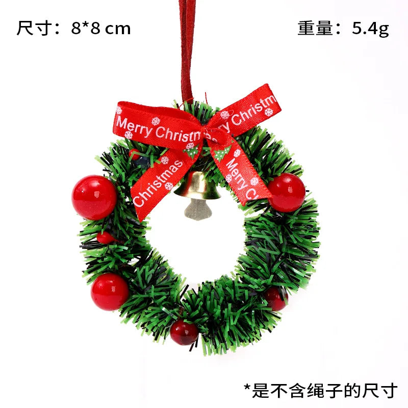 Mini Christmas Wreath Ornament with Bell, Bow & Balls
