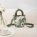 Women's 3D Floral Applique Mini Bucket Bag – Crossbody Purse