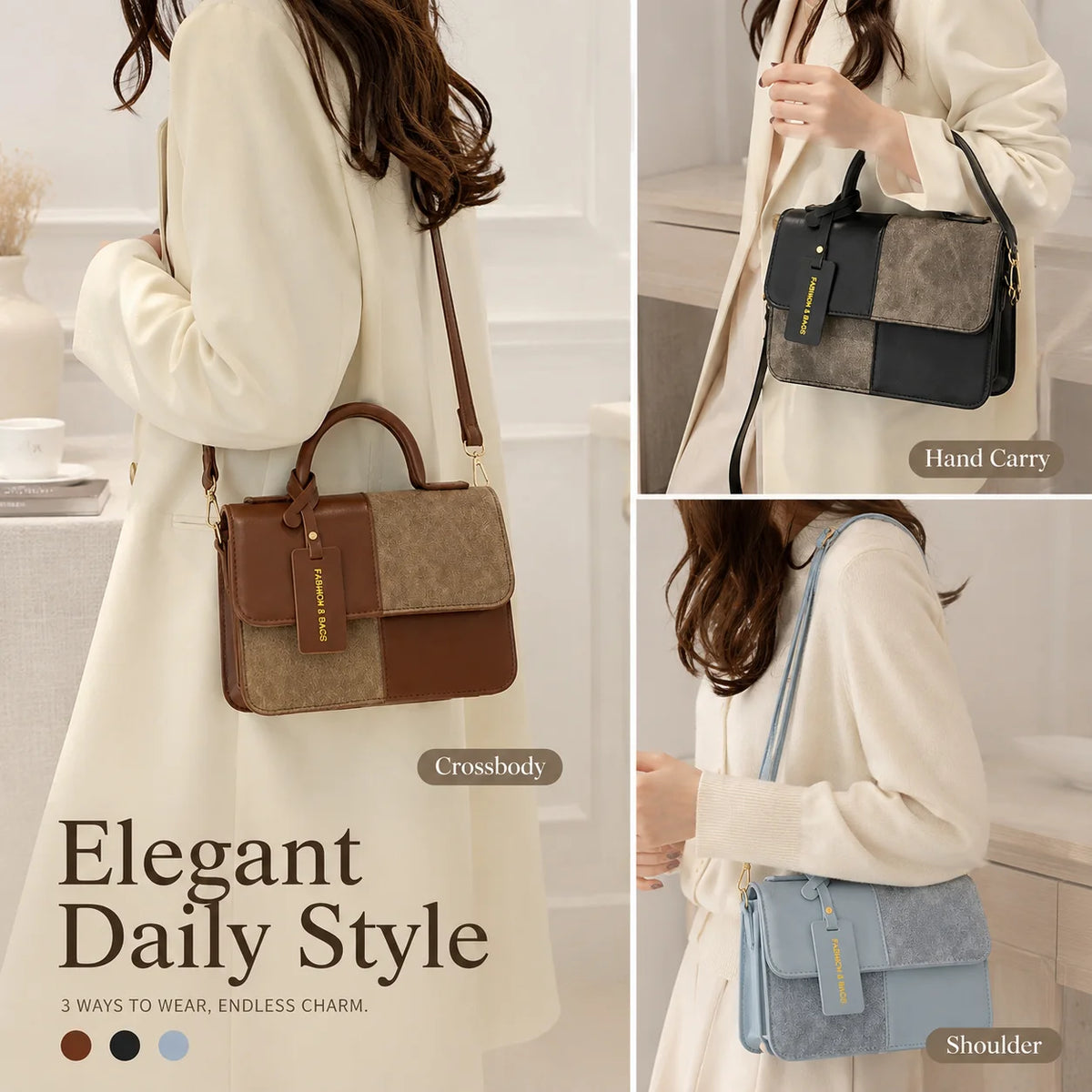Women's Vintage Patchwork Crossbody Satchel Handbag