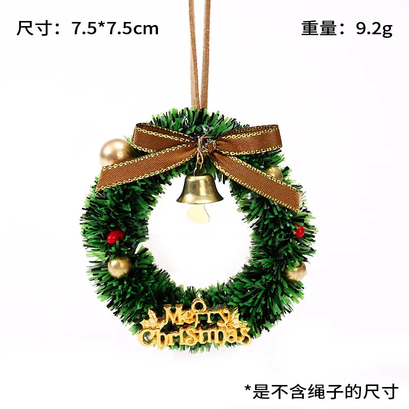 Mini Christmas Wreath Ornament with Bell, Bow & Balls