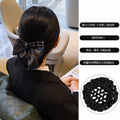 Elegant Bow Hair Bun Net – Houndstooth Satin Ribbon Cover