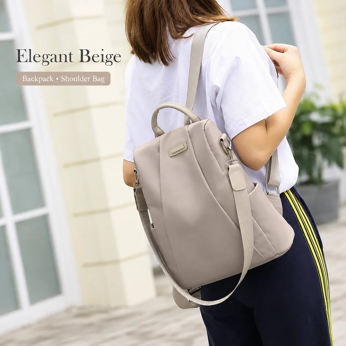 Women's Nylon Convertible Backpack Purse | Travel Daypack