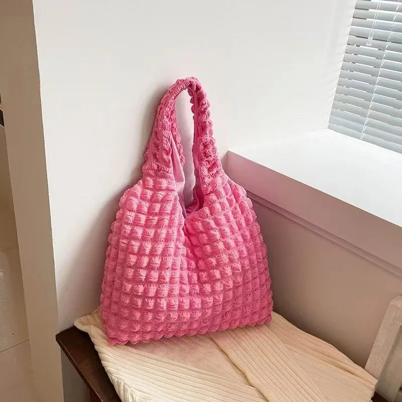 Women's Ruffle Bubble Tote Bag – Large Cloud Shoulder Handbag