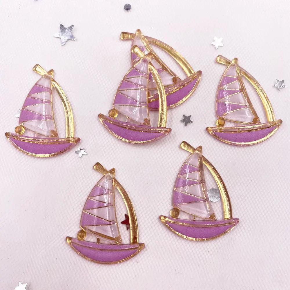 Resin Sailboat Flatback Rhinestone Figurines – DIY Craft Decor