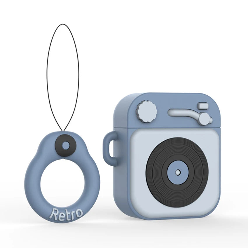 Retro Phonograph AirPods Case – Shockproof Silicone Cover