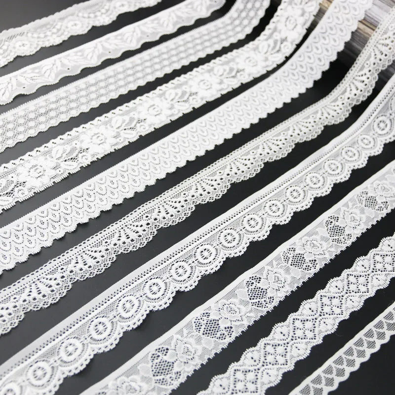 5-Meter White Elastic Lace Trim 25mm – DIY Sewing & Crafts