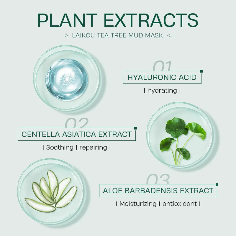 LAIKOU Tea Tree Clay Mud Mask – Deep Cleansing 12 Sachets