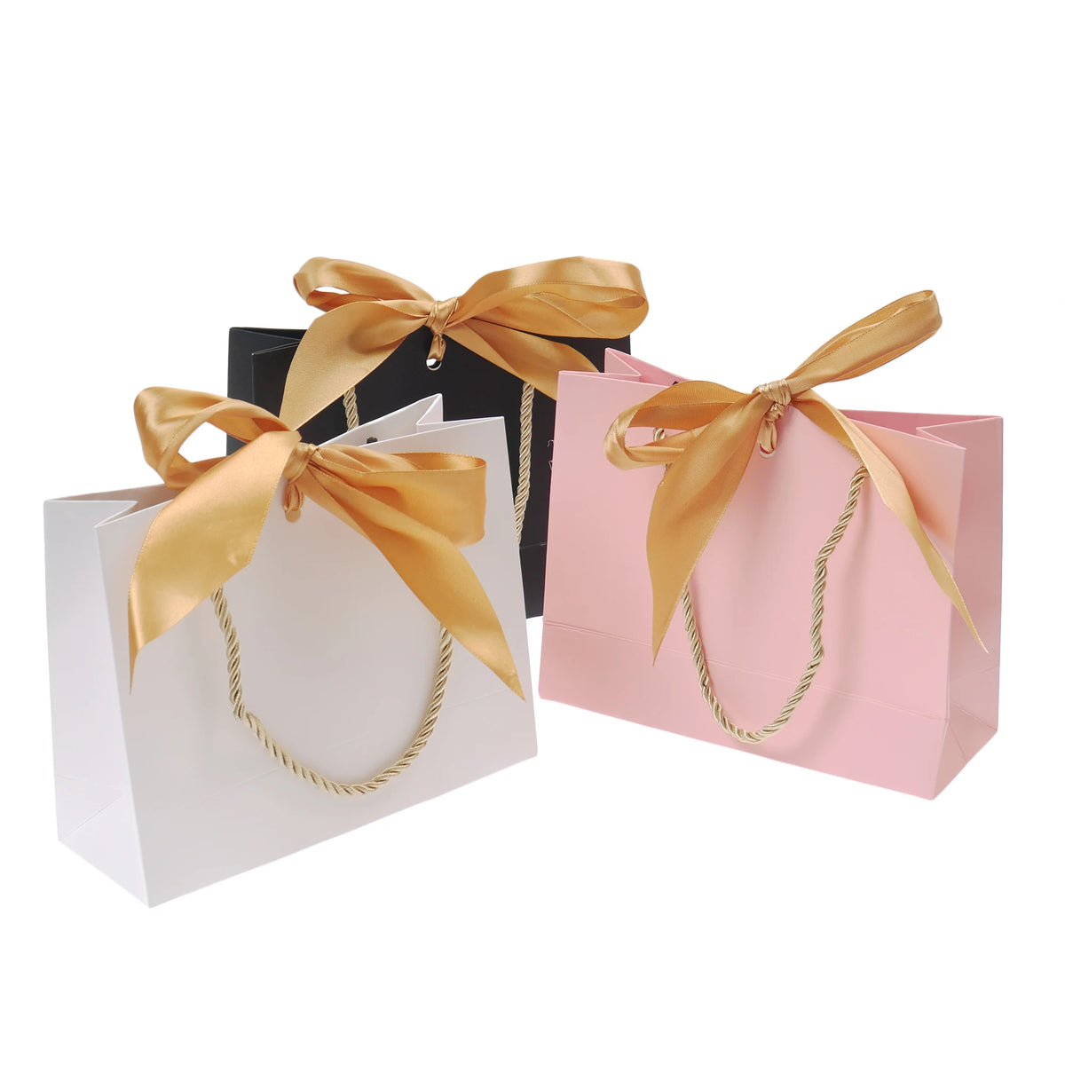 Paper Gift Bags with Ribbon Bow & Handle | Party & Wedding