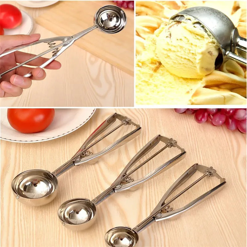 3-Piece Stainless Steel Ice Cream Scoop Set | Trigger Release