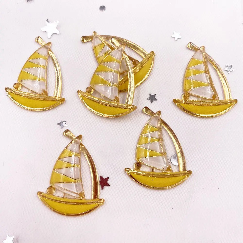 Resin Sailboat Flatback Rhinestone Figurines – DIY Craft Decor