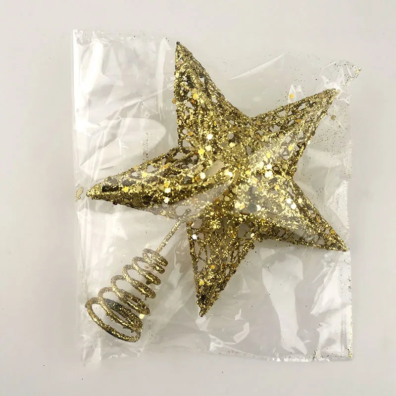 Gold Glitter Iron Star Christmas Tree Topper 15×20cm