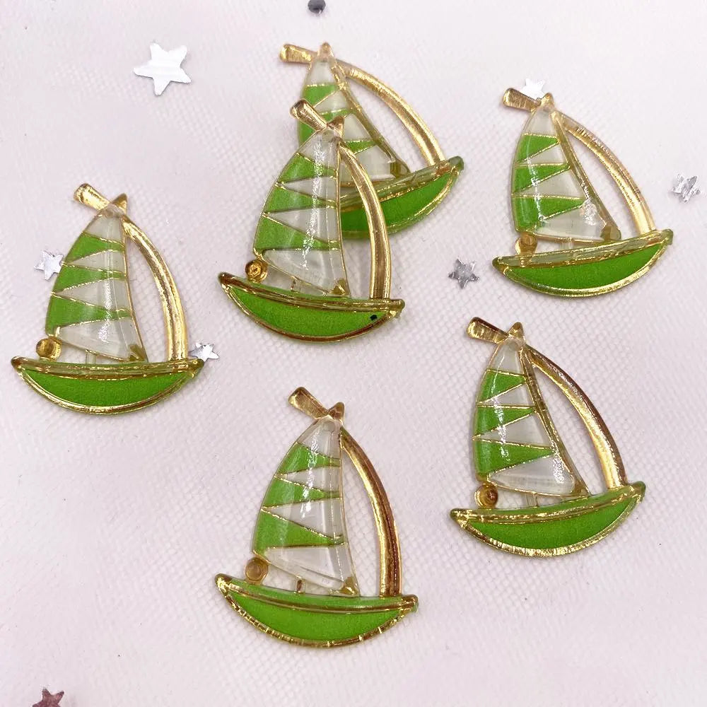 Resin Sailboat Flatback Rhinestone Figurines – DIY Craft Decor