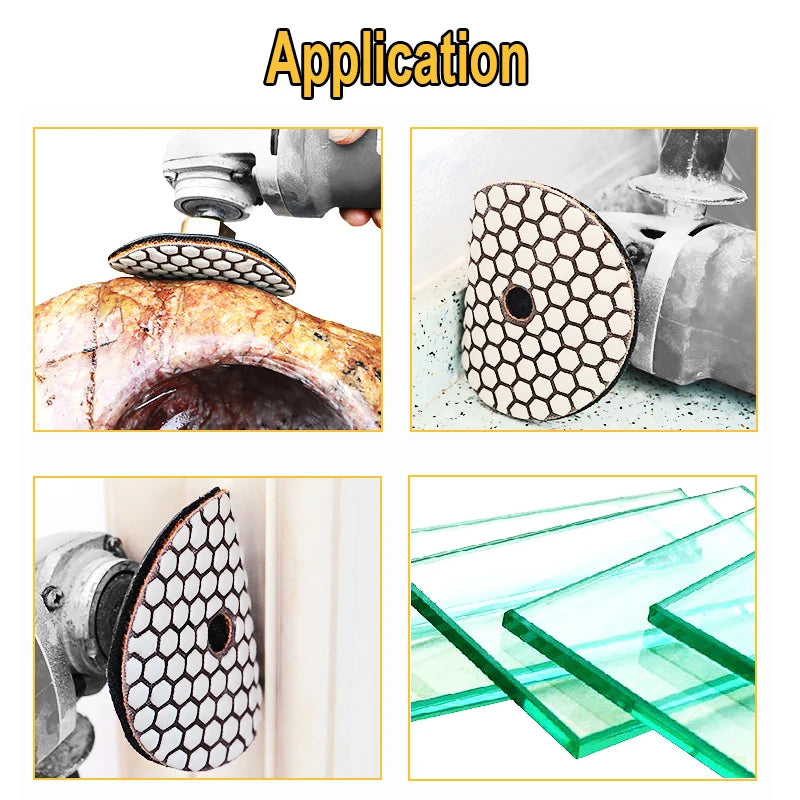 5-Pc 4" Dry Diamond Polishing Pads + M14 Holder | Marble & Stone