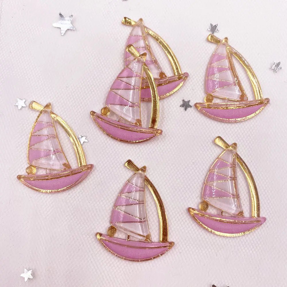 Resin Sailboat Flatback Rhinestone Figurines – DIY Craft Decor