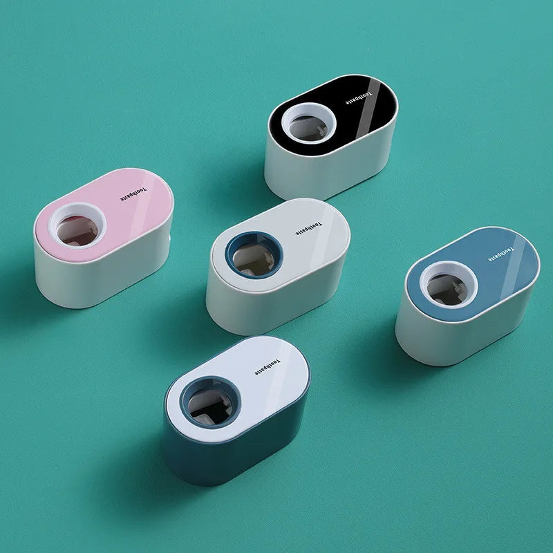 Wall Mount Automatic Toothpaste Dispenser & Toothbrush Holder
