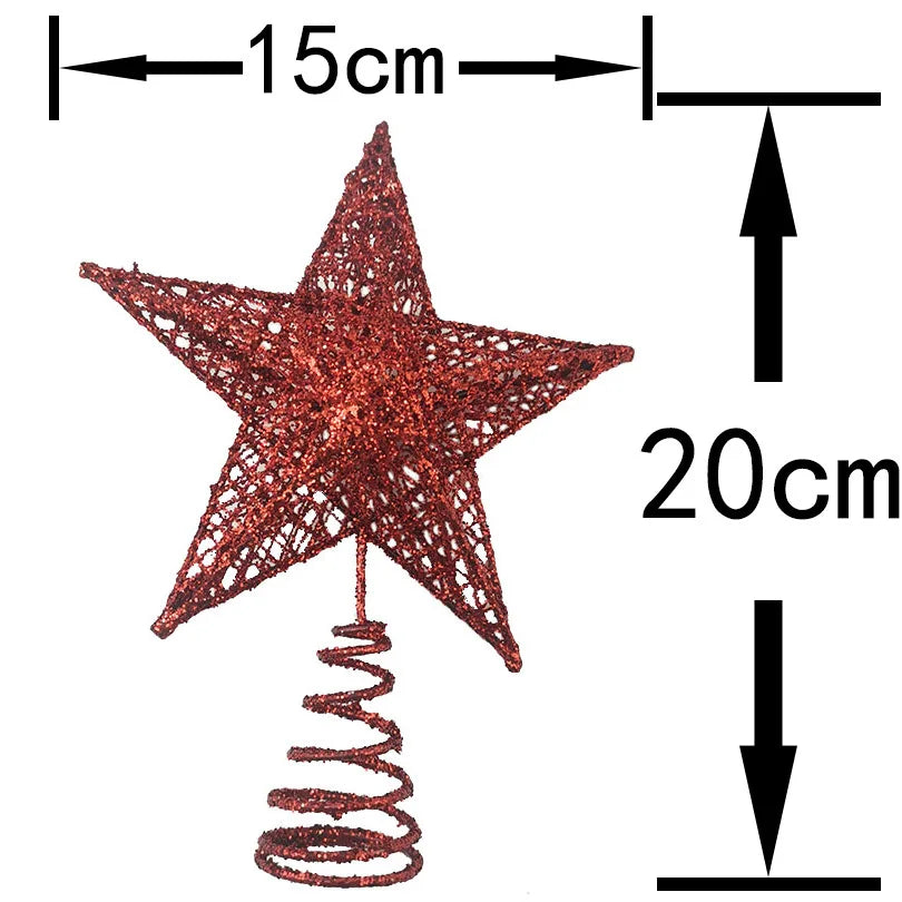 Gold Glitter Iron Star Christmas Tree Topper 15×20cm