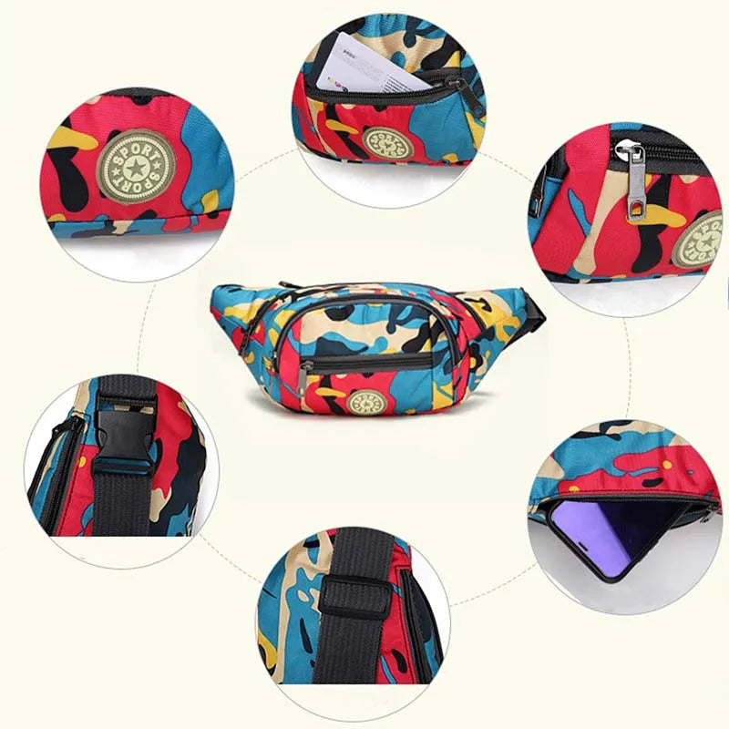 Camouflage Waist Bag – Unisex Nylon Fanny Pack & Shoulder Bag