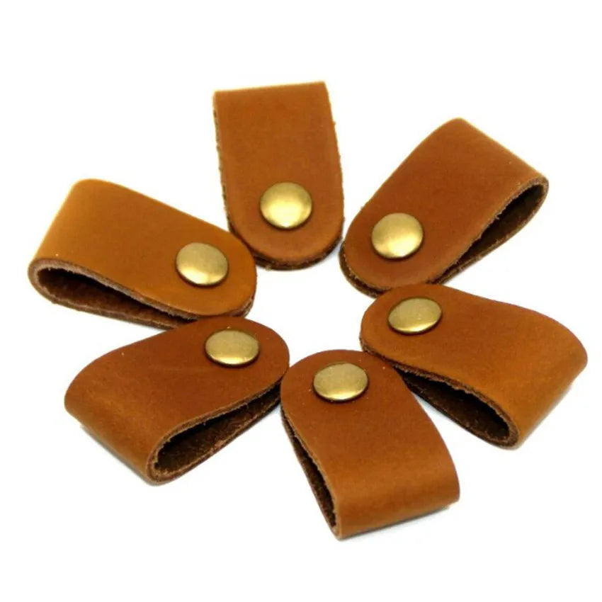 3-Pack Portable Leather Cable Winder & Cord Organizer