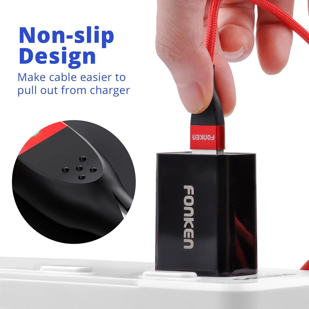 FONKEN Magnetic USB-C & Micro USB Cable – 3A Fast Charge