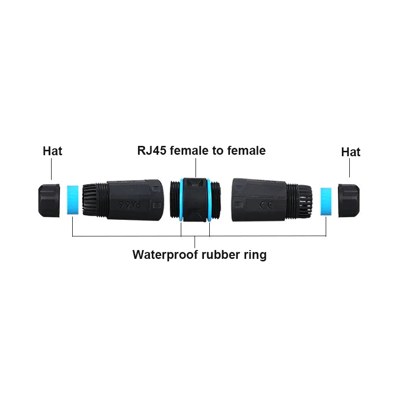 IP68 Waterproof RJ45 Female-to-Female Coupler CAT5E CAT6
