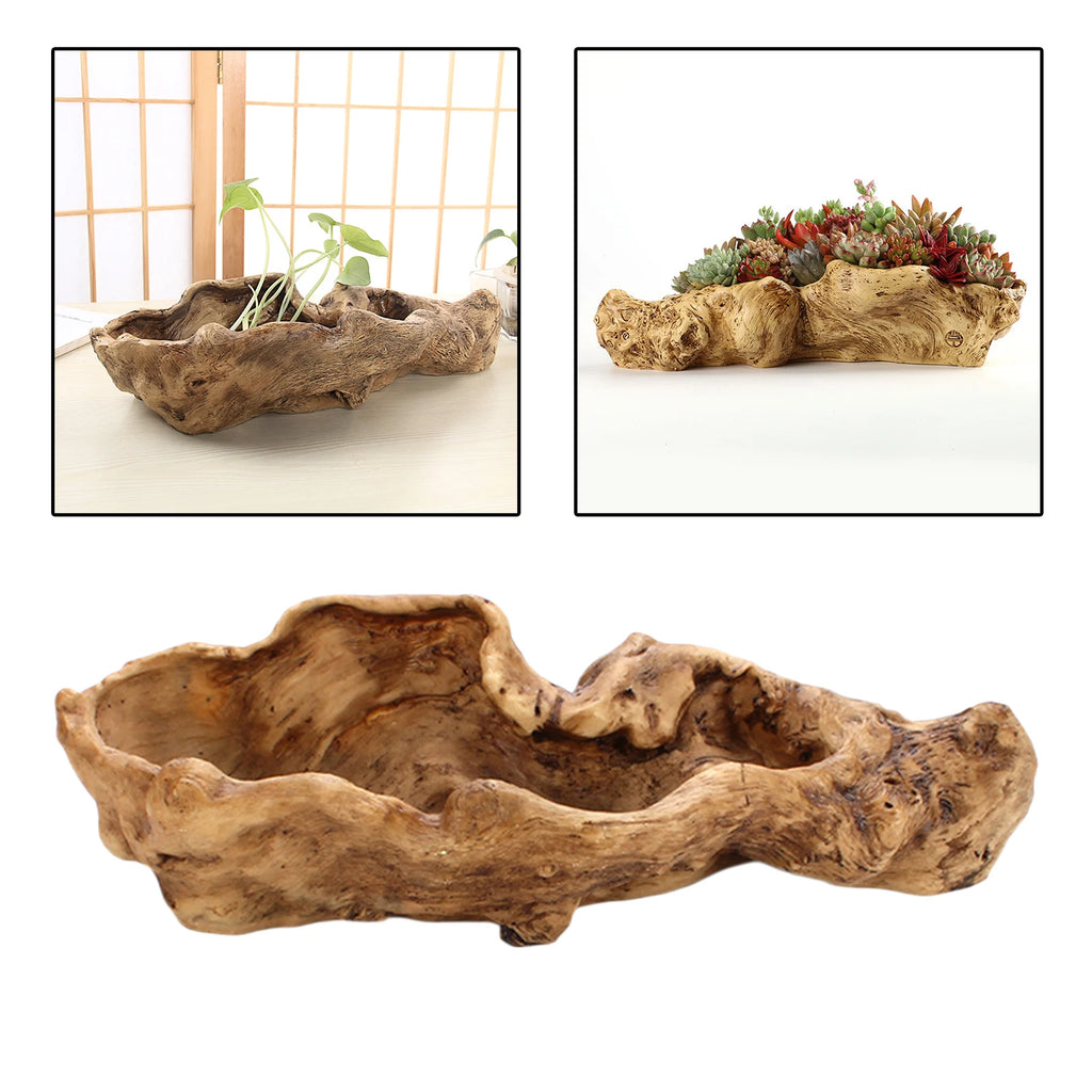 Driftwood Tree Stump Resin Succulent Planter Pot | 36cm
