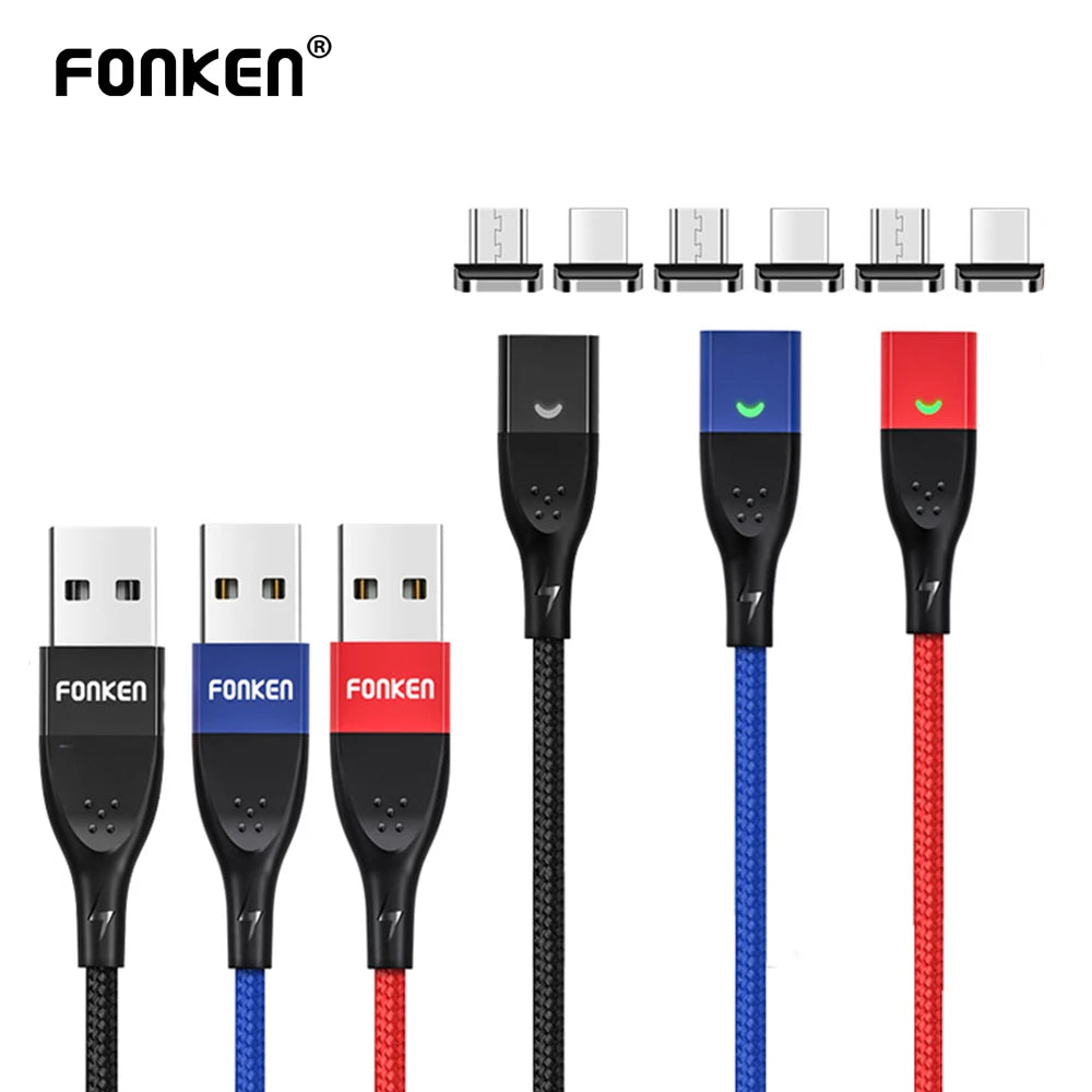 FONKEN Magnetic USB Type-C & Micro USB 3A Charging Cable