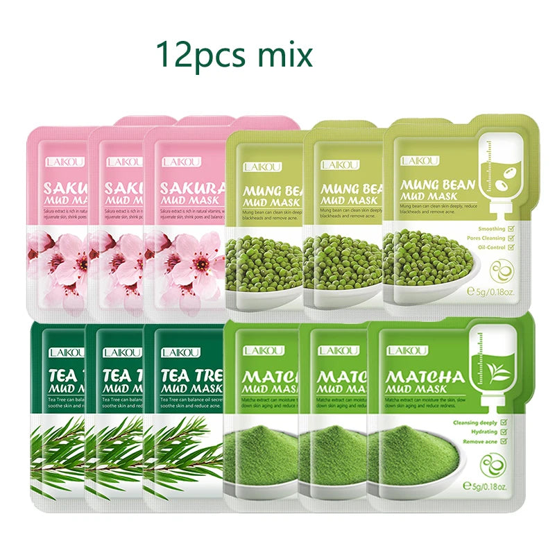 LAIKOU Tea Tree Clay Mud Mask – Deep Cleansing 12 Sachets