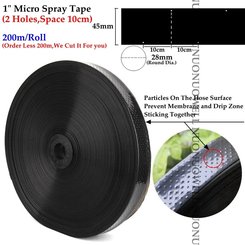 Φ28mm Micro Spray Tape Drip Irrigation Hose 200m Roll