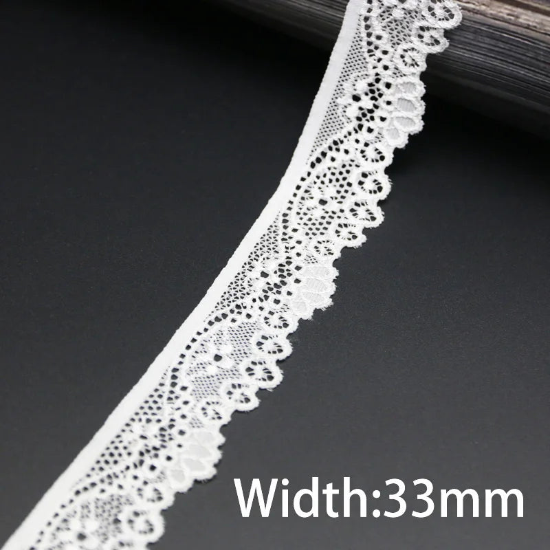 5-Meter White Elastic Lace Trim 25mm – DIY Sewing & Crafts