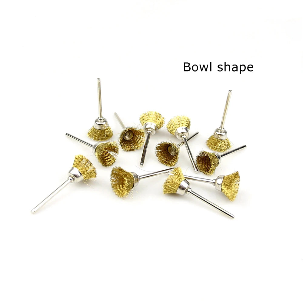 100-Pc Copper Wire Wheel Brush Set – 3mm Shank Rotary Tool