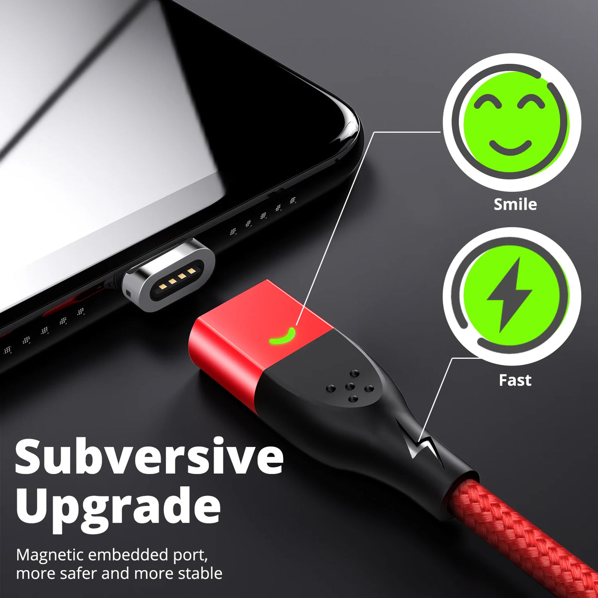 FONKEN Magnetic USB-C & Micro USB Cable – 3A Fast Charge