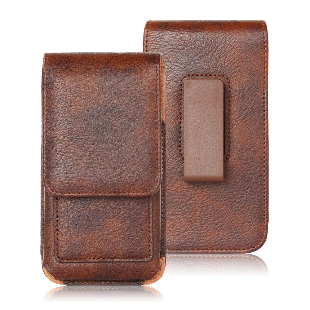Universal Leather Belt Clip Phone Pouch Holster 3.5–6.3"