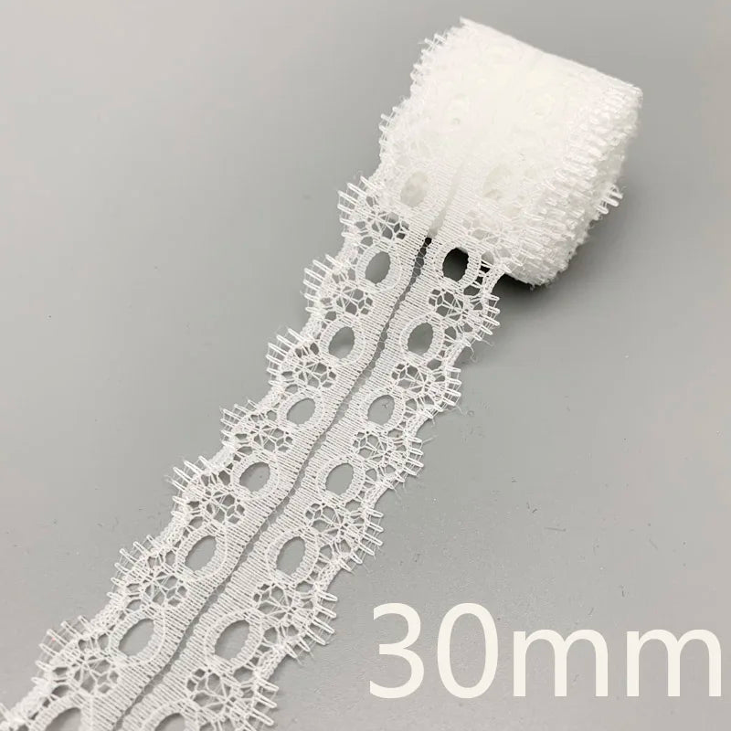 White Cotton Lace Ribbon Trim 5 Yards | 20–40mm Widths