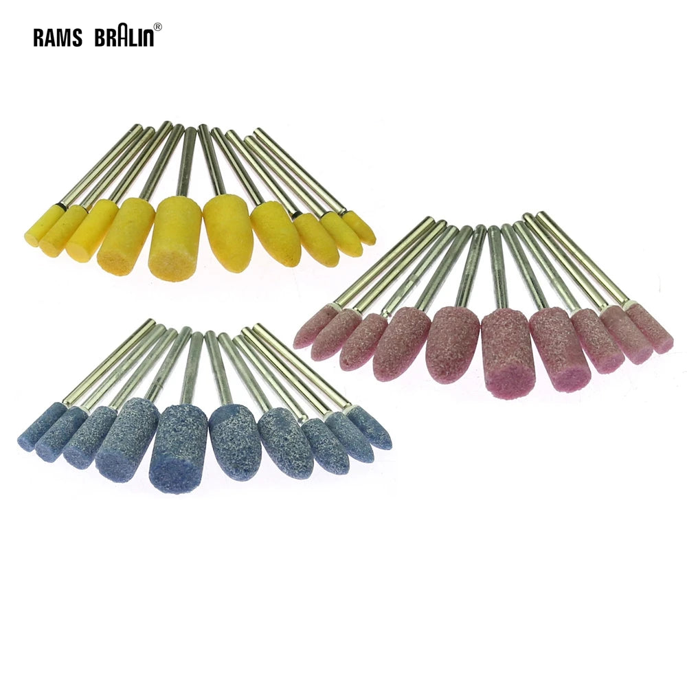 10-Pc Ceramic Grinding Head Set – 3mm Shaft Rotary Abrasive Wheels