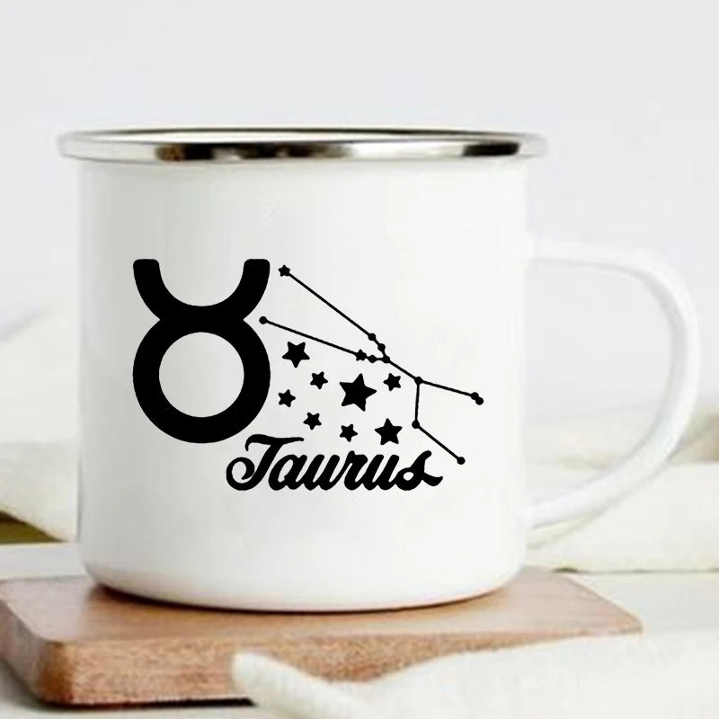 Zodiac Constellation Enamel Mug – 360ml Coffee & Tea Cup