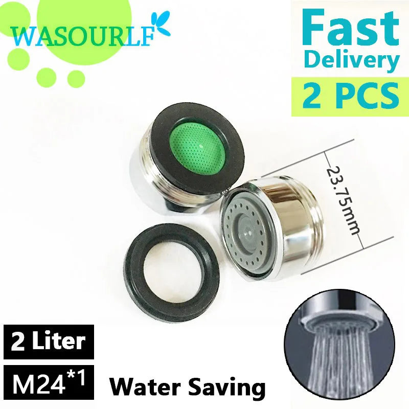2-Pack Brass Faucet Aerator M24 Male Thread 2L Water Saver