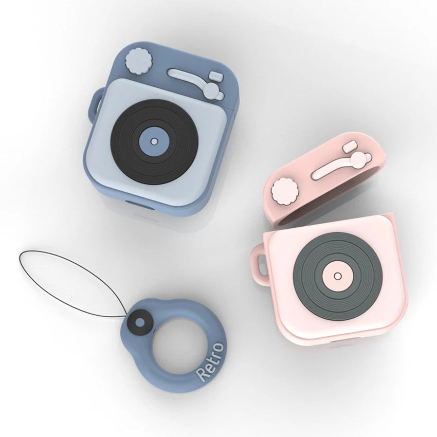 Retro Phonograph AirPods Case – Shockproof Silicone Cover