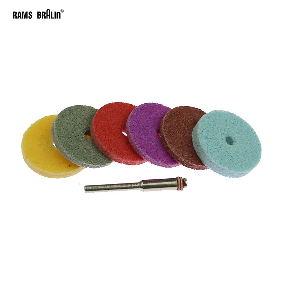 6-Piece Nylon Abrasive Polishing Disc Set with 3mm Mandrel