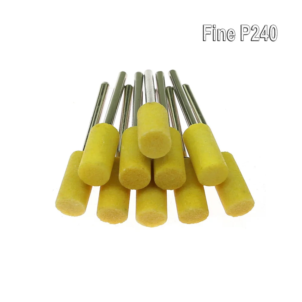 10-Pc Ceramic Grinding Head Set – 3mm Shaft Rotary Abrasive Wheels