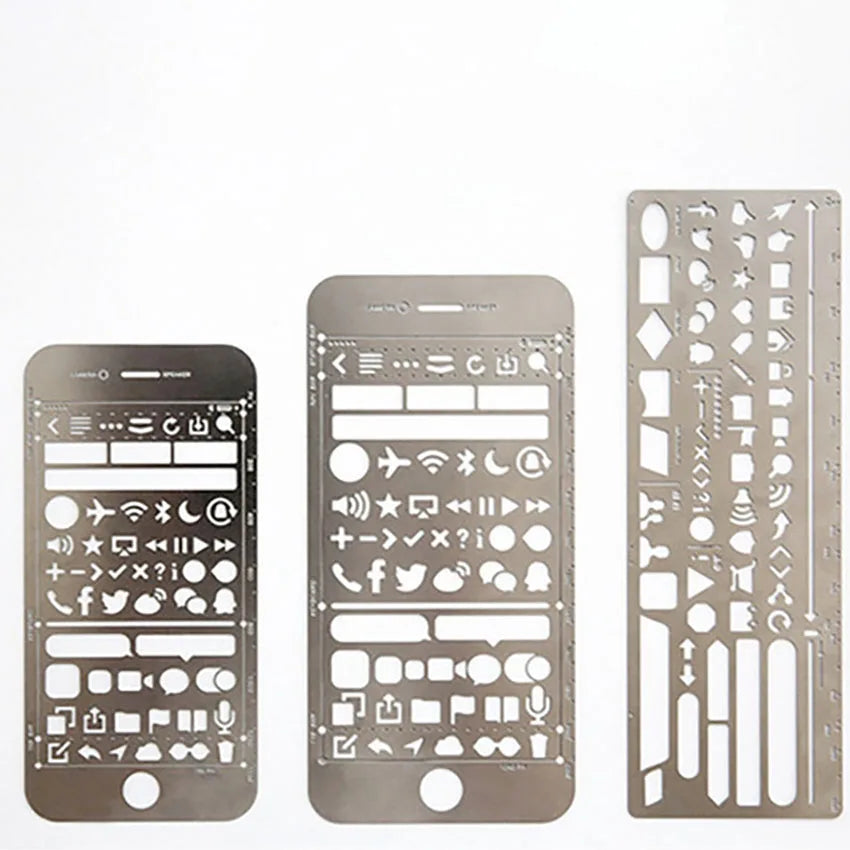 Stainless Steel Geometric Drawing Template Ruler – Multi-Pattern